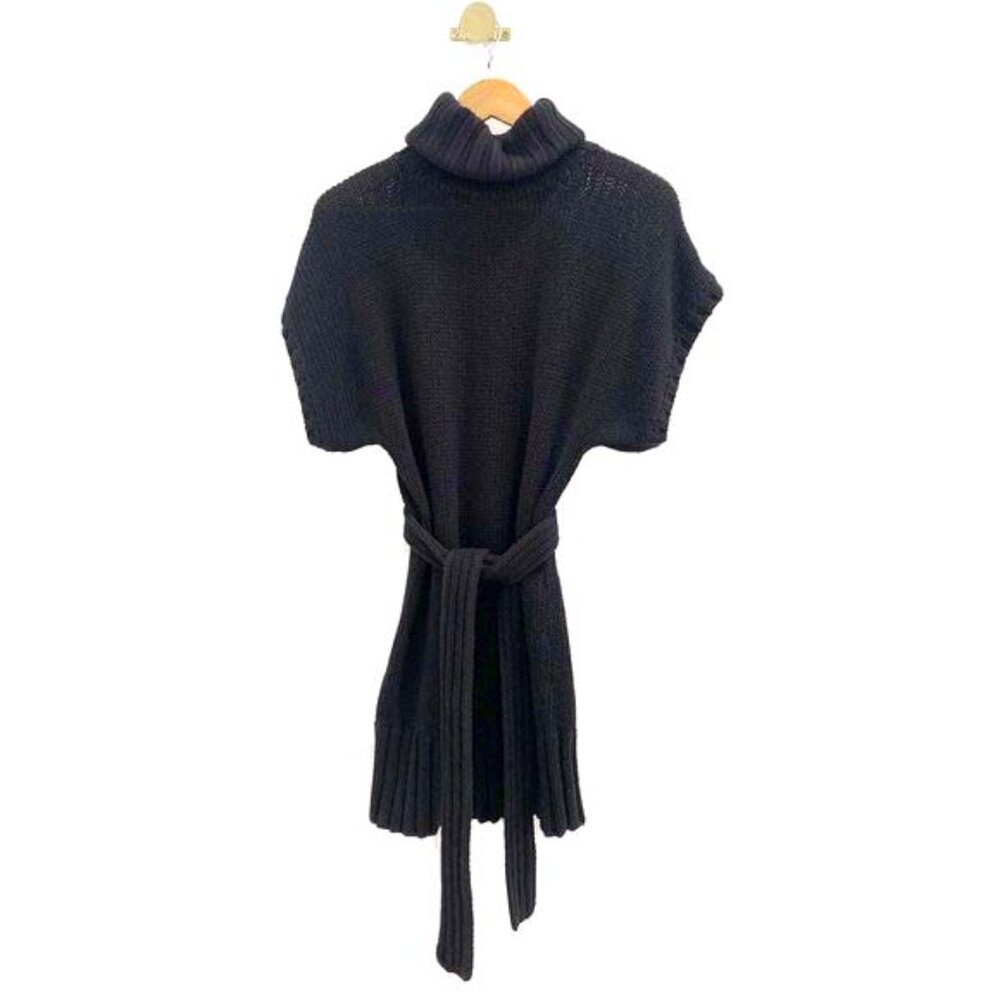 🖤 Black Knit Sweater Dress – Cotton and Cashmere Mini - S